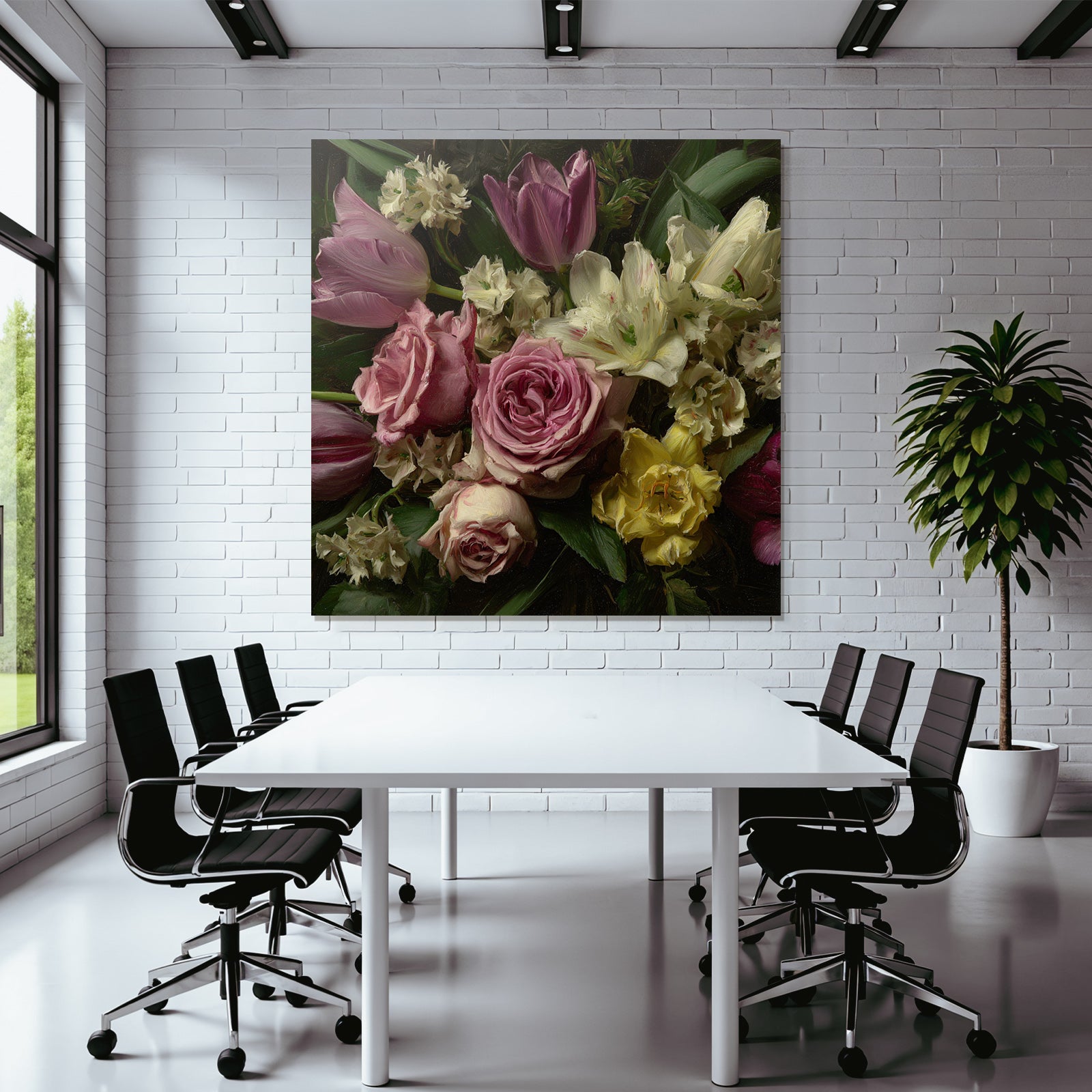 Bunte Anordnung Mit Rosen Tulpen Und Anderen Blüten