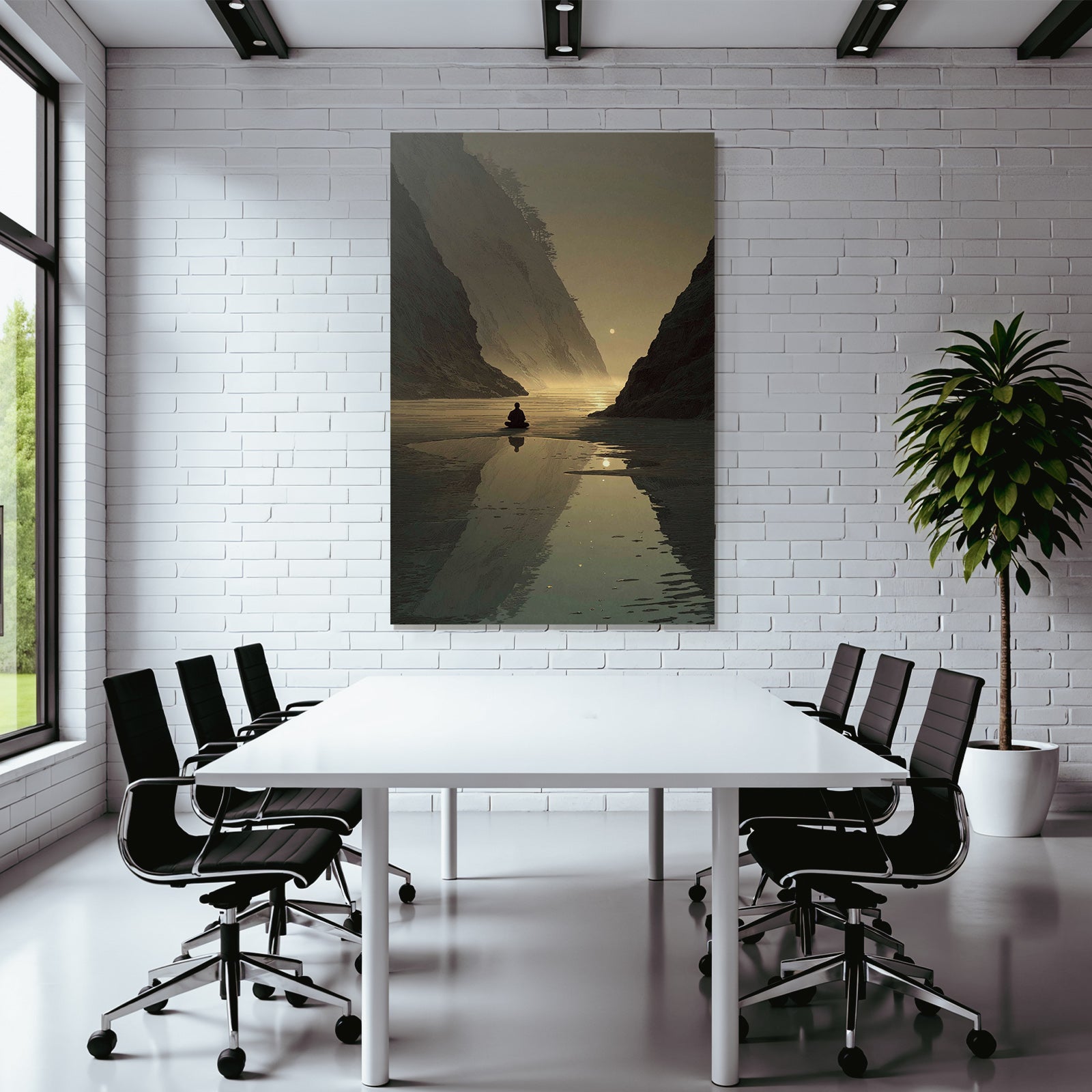 Yoga Meditation Ruhige Landschaft Meditierende Person Am Wasser Sonnenuntergang | Yoga und Meditation | Themen und Hobbys