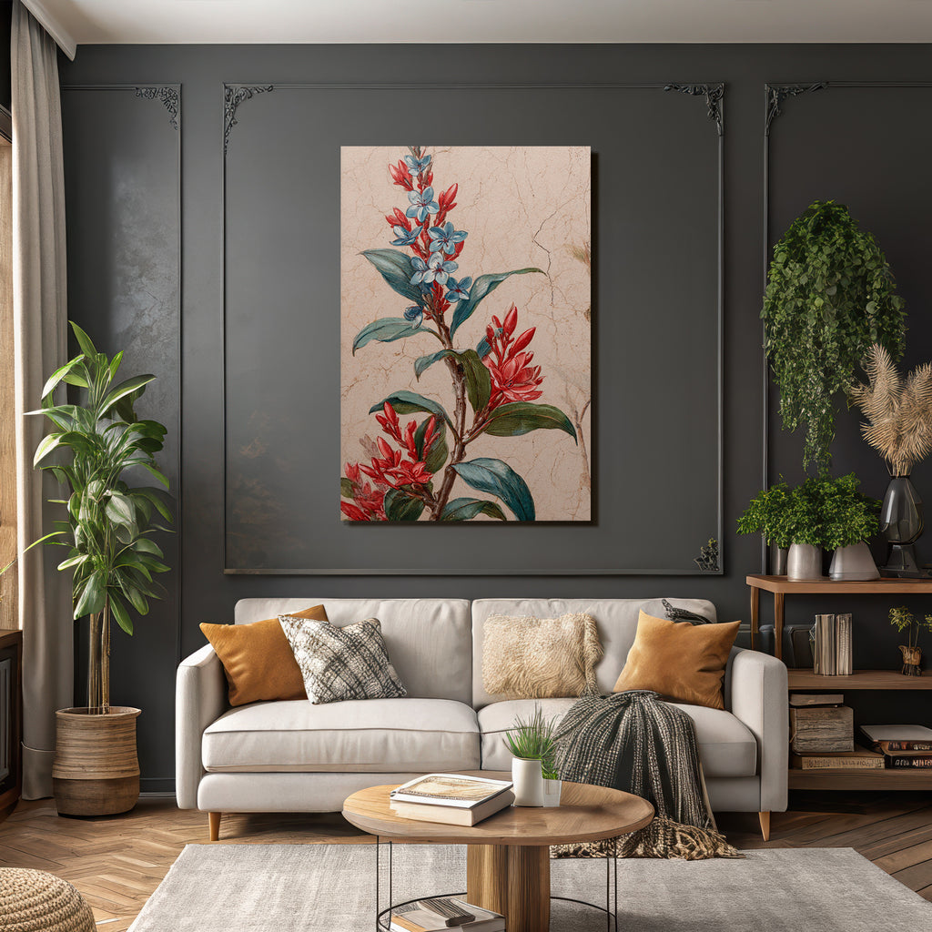 Botanische Illustration Roter Und Blaür Stilleben Auf Altem Papier