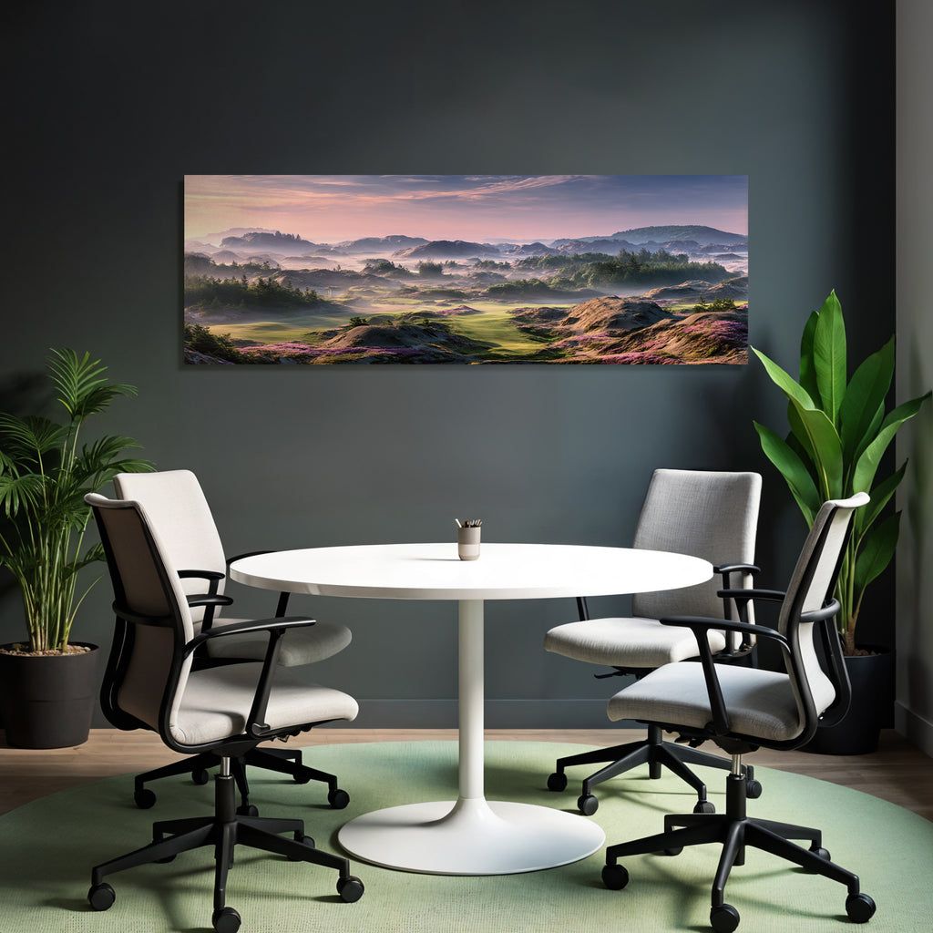 Friedliche Landlandschaft Mit Hügeln Und Blumen Morgendämmerung | Duenen und Heide | Landschaften