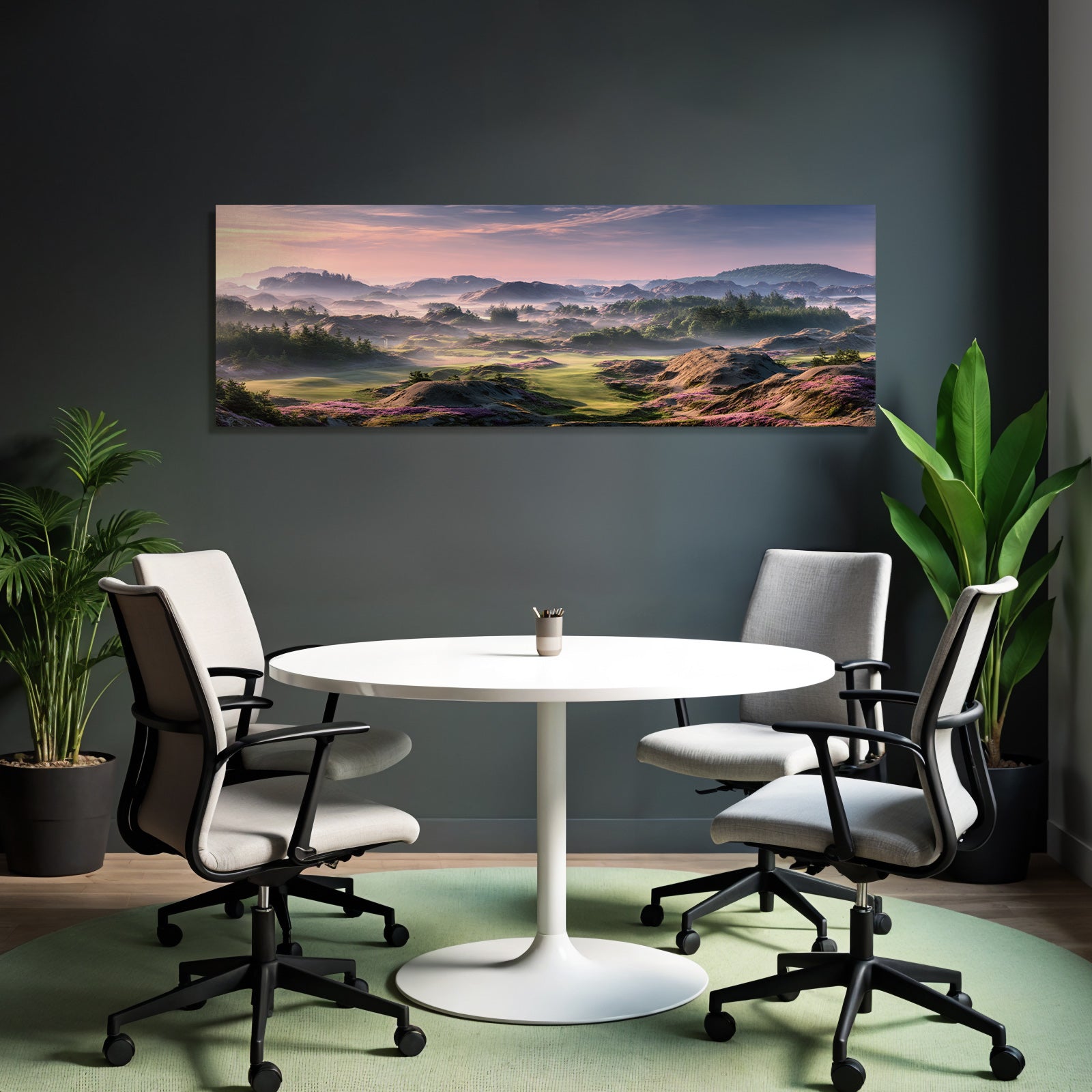 Friedliche Landlandschaft Mit Hügeln Und Blumen Morgendämmerung | Duenen und Heide | Landschaften