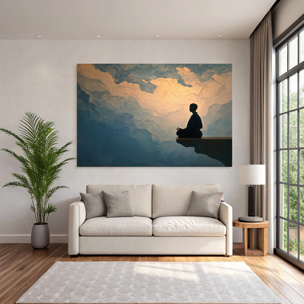 Yoga Meditation Meditierende Person Im Blaün Himmel Sanfte Wolken | Yoga und Meditation | Themen und Hobbys