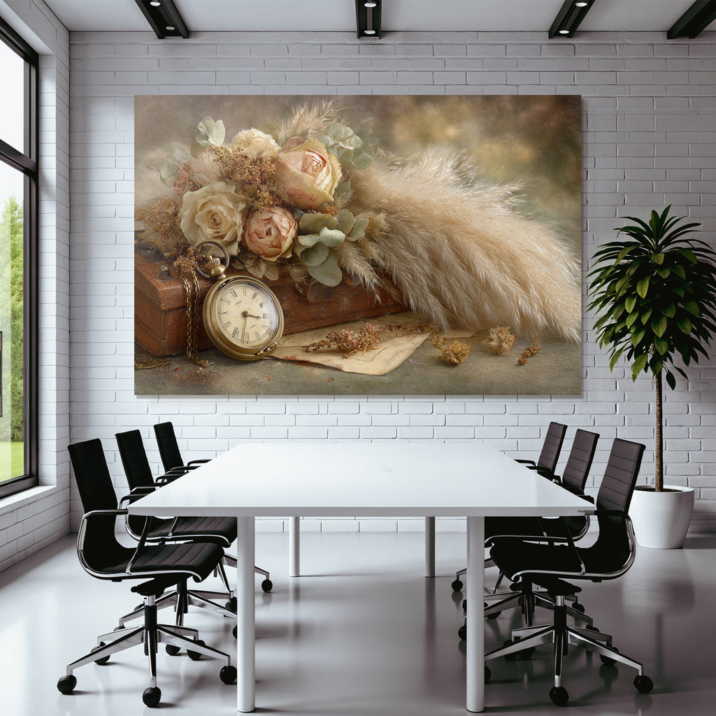 Trocken Retro Flowers Vintage Taschenuhr Mit Getrockneten Und Pflanzen