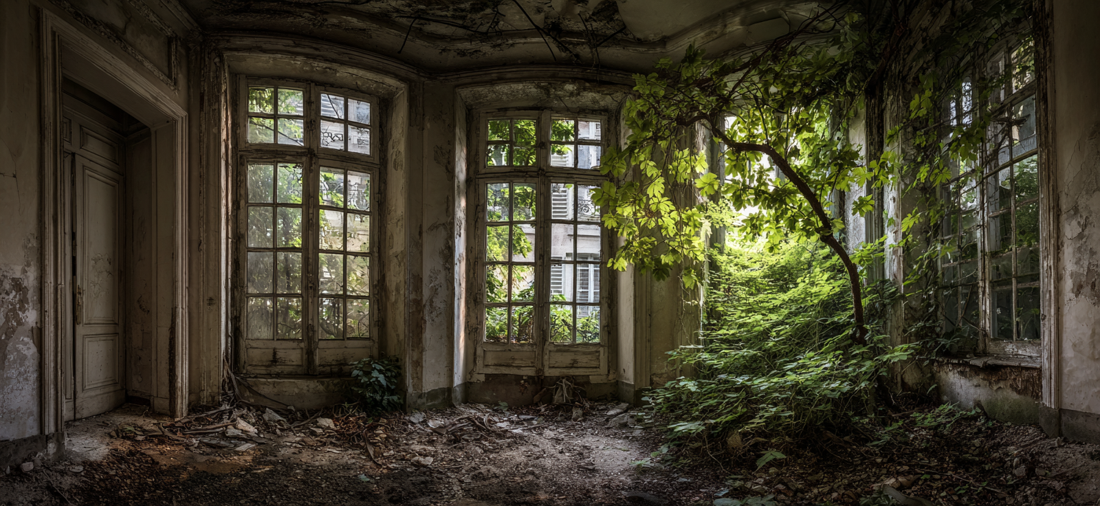 Verlassener Raum Natur Reclaiming Sonnenlicht Decay Grünheit | Lost Places | Architektur