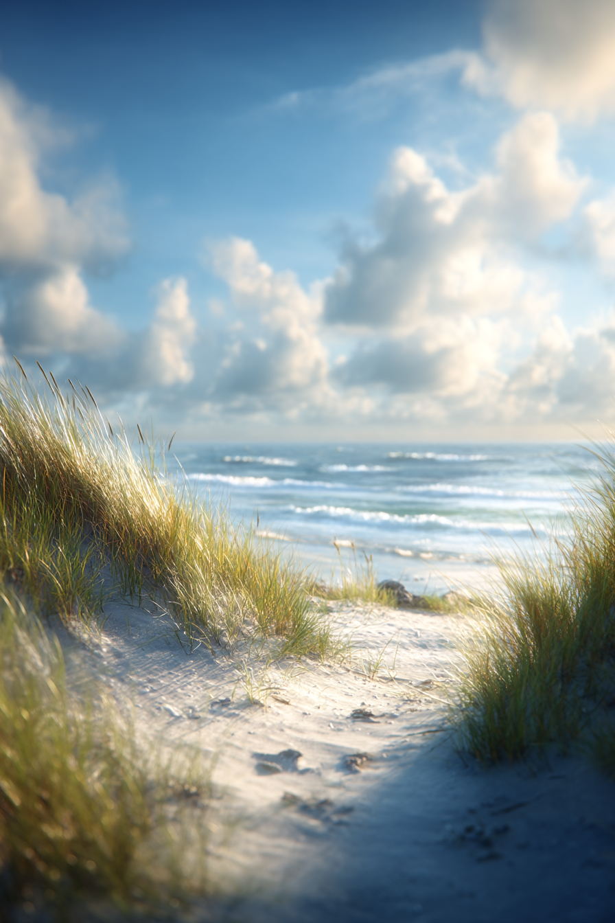 Strandblick Mit Sanddünen Und Meer Bei Sonnenschein | Duenen und Heide | Landschaften