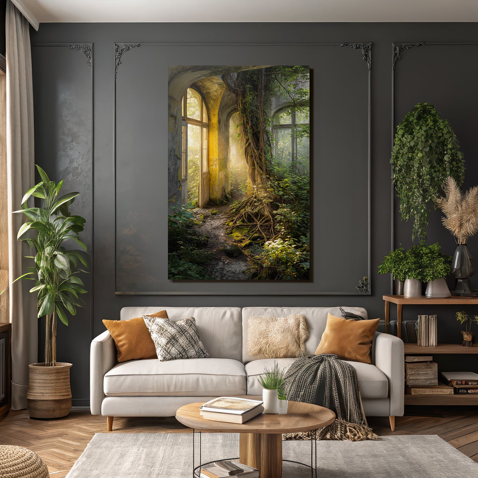 Verlassener Innenraum Von Natur Übernommen Sonne Schimmert Durch Fenster | Lost Places | Architektur