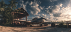 Tropische Szenen Mit Flugzeug Und Holzstruktur Am Wasser | Flugzeuge | Mobilitaet und Technik