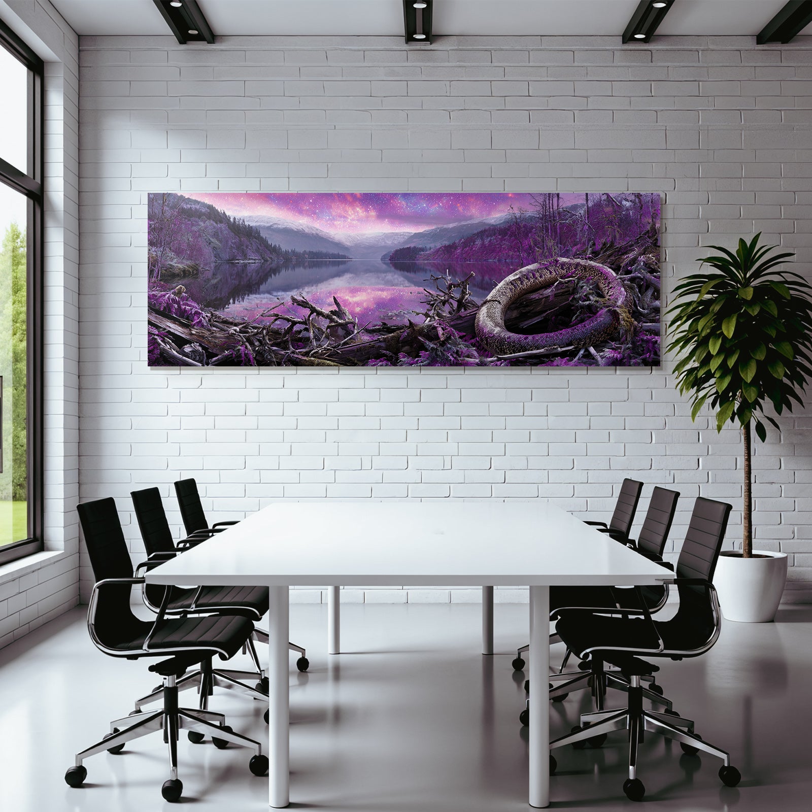 Polarlicht Surreale Landschaft Mit See Und Coiled Creature | Fjorde und Gletscher | Landschaften