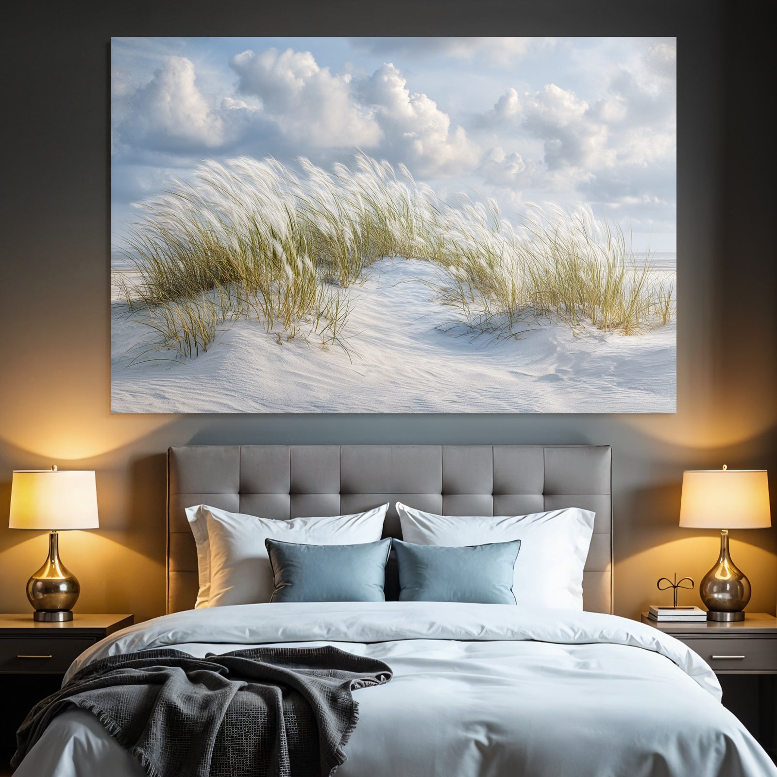 Sandstrand Mit Gras Und Wolken | Duenen und Heide | Landschaften