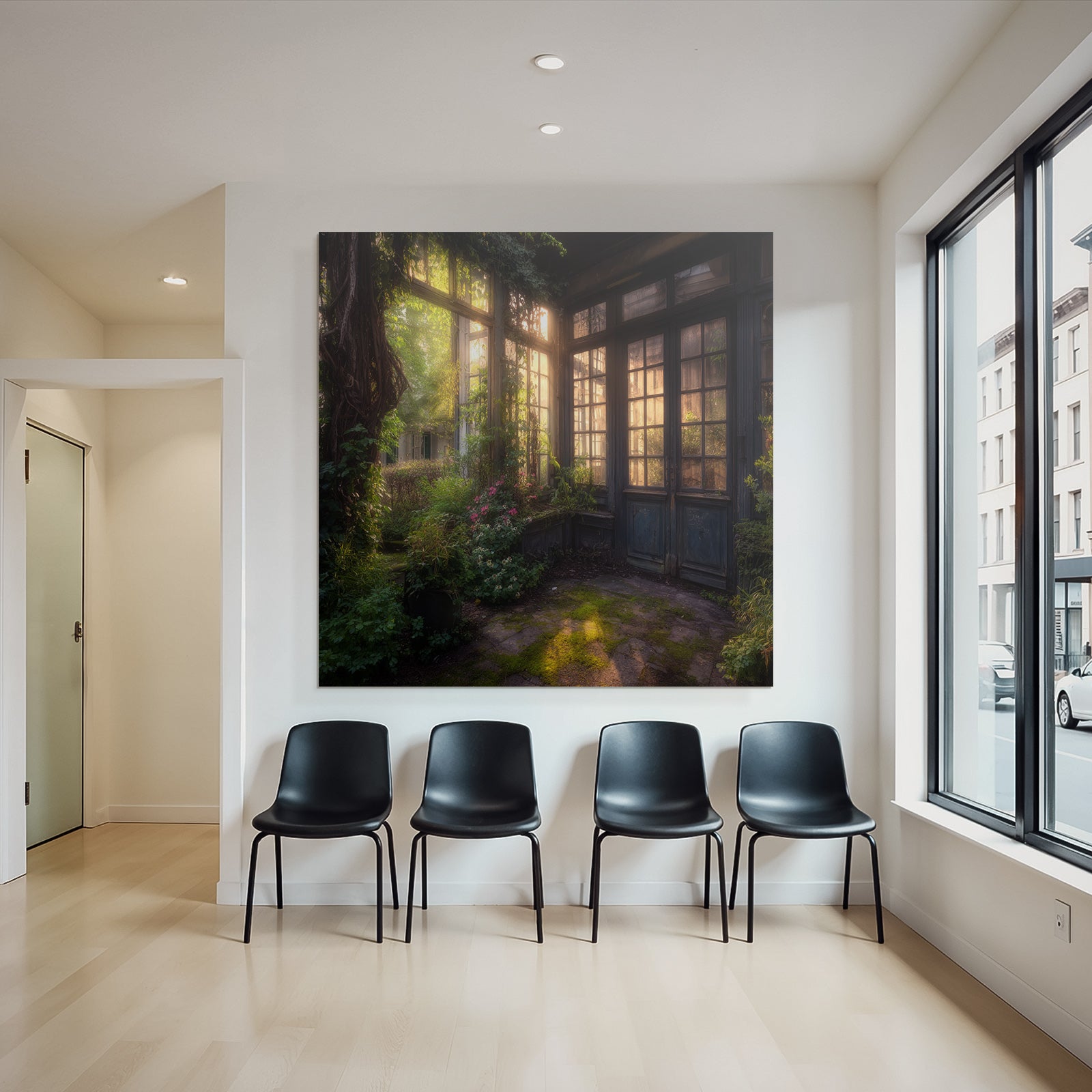 Friedlicher Innenraum Mit Glasfenstern Und Grünpflanzen | Lost Places | Architektur