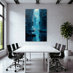 Polarlicht Fantastische Landschaft Narrow River Tower Cliffs Icy Reflections | Fjorde und Gletscher | Landschaften