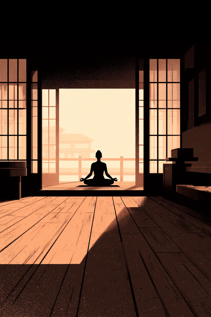 Yoga Meditation Stille Innenansicht Meditierende Person Heiteres Ambiente | Yoga und Meditation | Themen und Hobbys