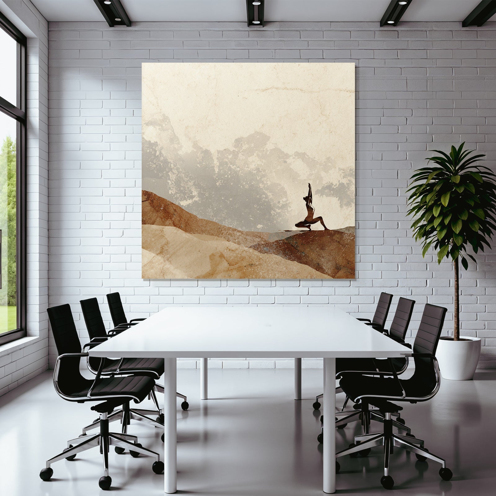 Yoga Meditation Yoga Pose Tranquil Nature Illustration Texturiert Erde Töne Abstract | Yoga und Meditation | Themen und Hobbys