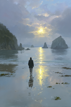 Yoga Meditation Ruhige Küstenlandschaft Beim Sonnenuntergang Mit Reflektion | Yoga und Meditation | Themen und Hobbys