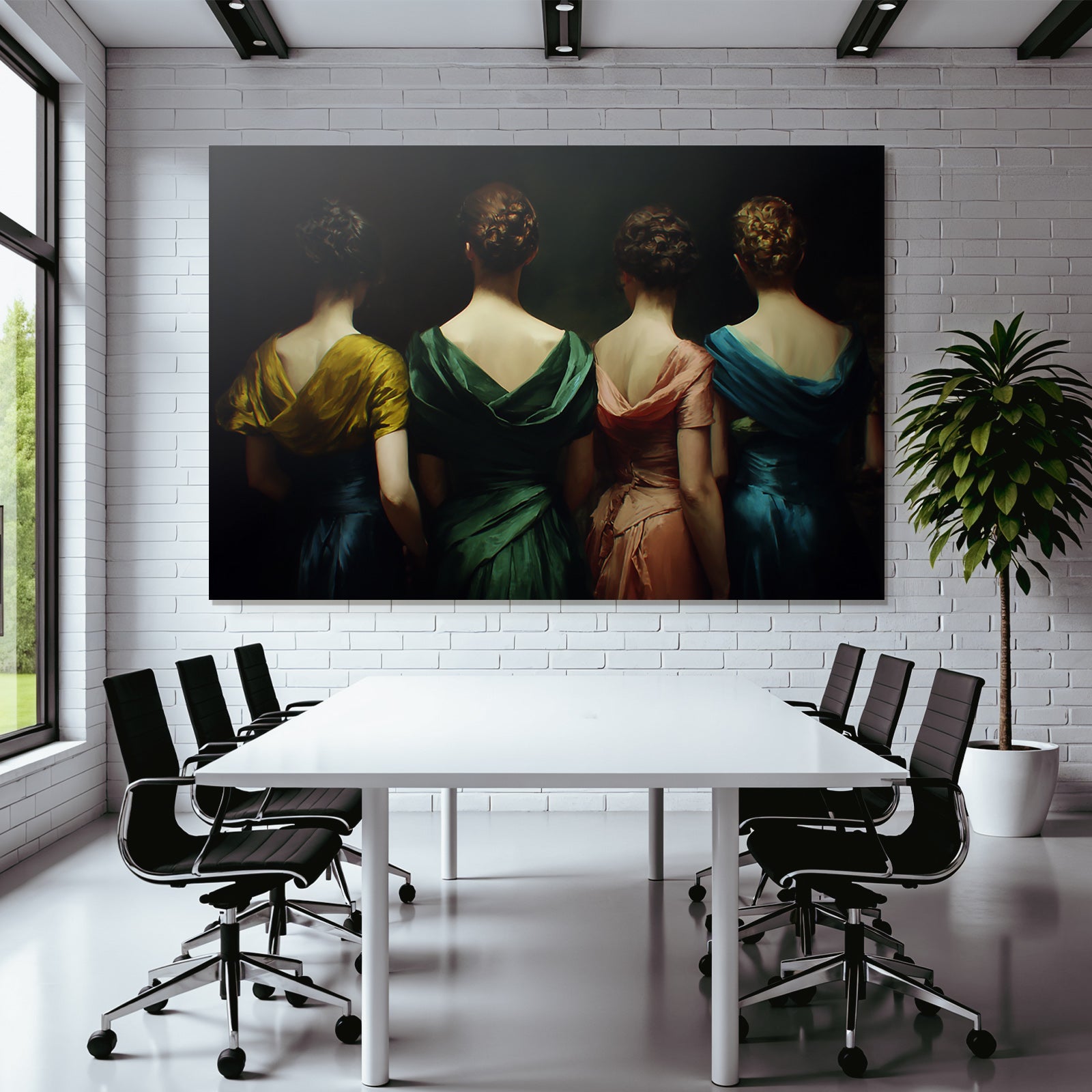 Elegante Kleider Von Vier Fraün Mit Rücken Zu Sehen | Aktkunst und Sinnlichkeit | Menschen und Emotionen