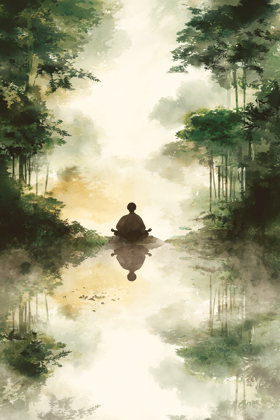 Yoga Meditation Ruhige Szene Meditierender Figur In Natur Ausblick | Yoga und Meditation | Themen und Hobbys