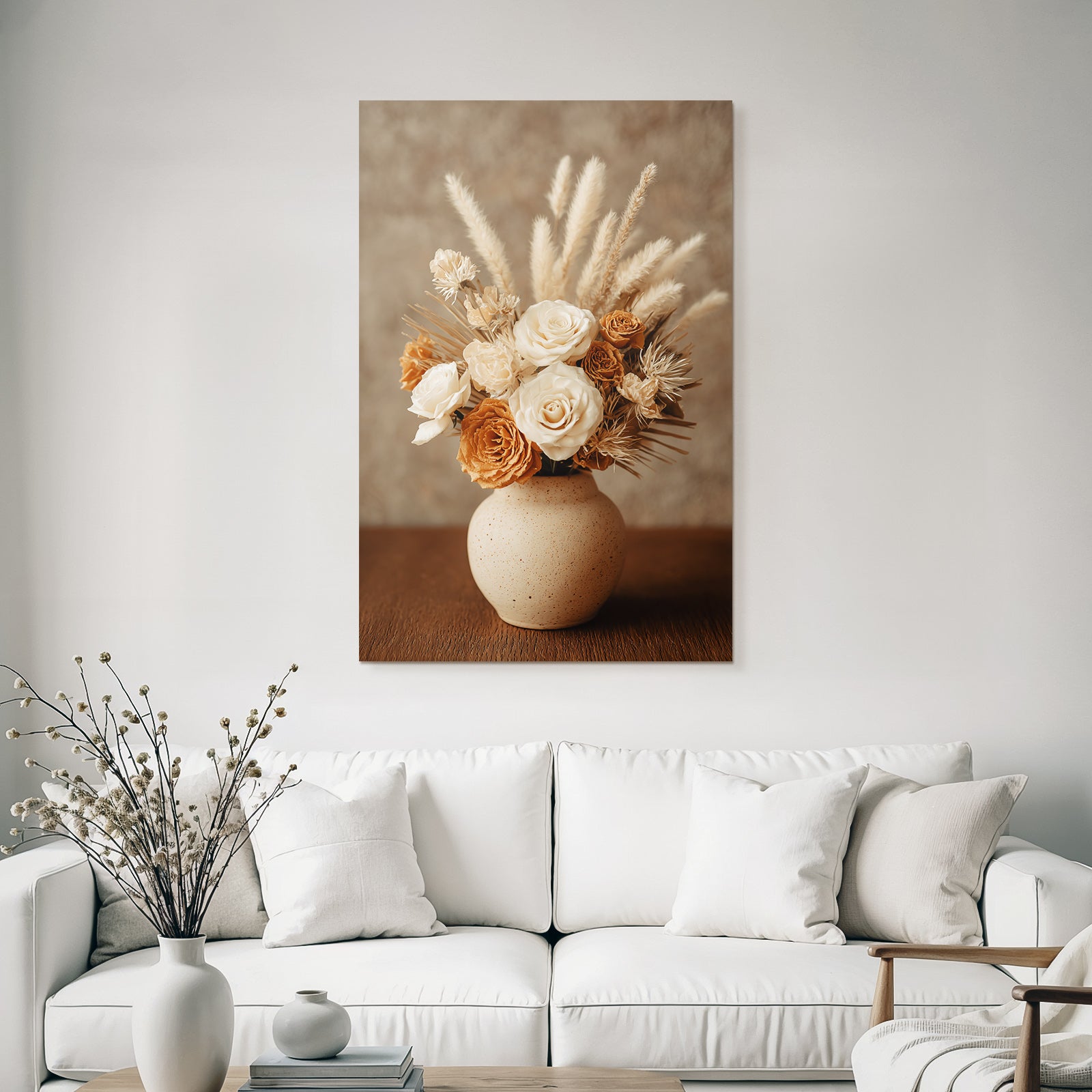 Trocken Retro Flowers Strauss In Vase Gedämpfte Tone Rembisheften Aus Der Erde