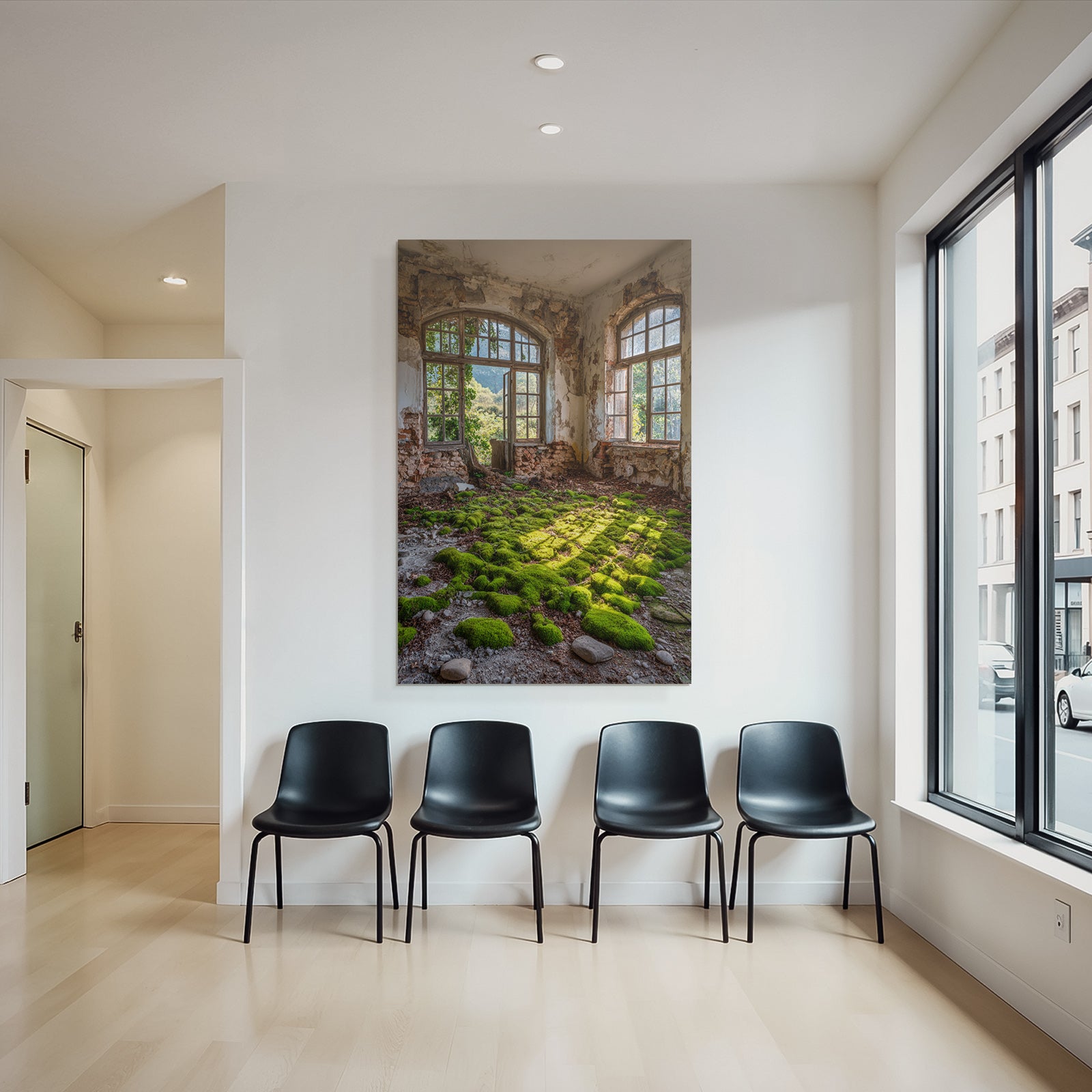 Verlassener Raum Mit Moos Und Zerfallenen Wänden | Lost Places | Architektur