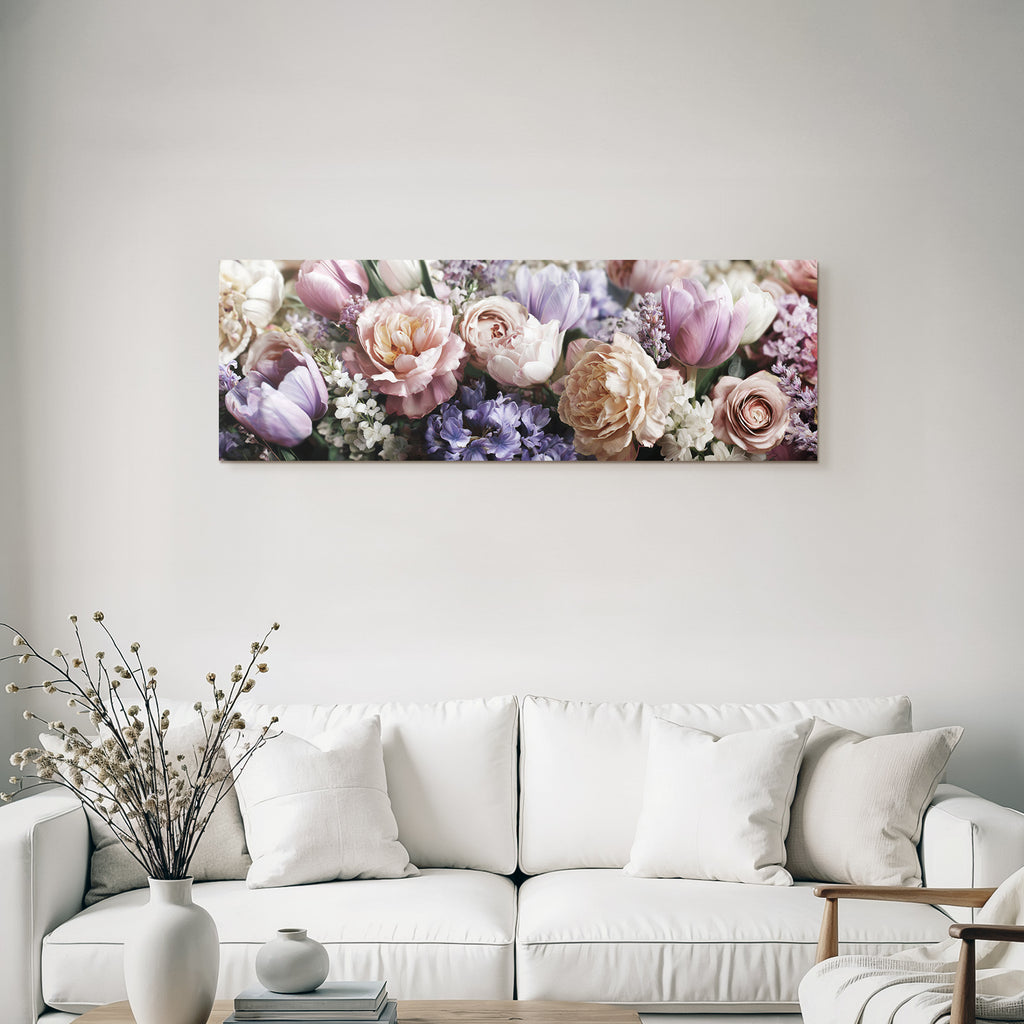 Nahaufnahme Vielfältiger Mit Tulpen Und Pfingstrosen Zarten Farben