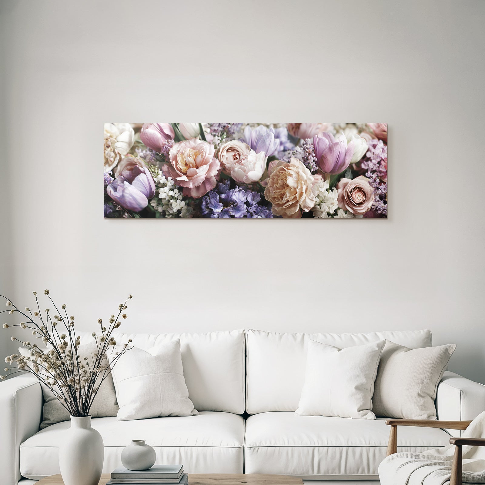 Nahaufnahme Vielfältiger Mit Tulpen Und Pfingstrosen Zarten Farben