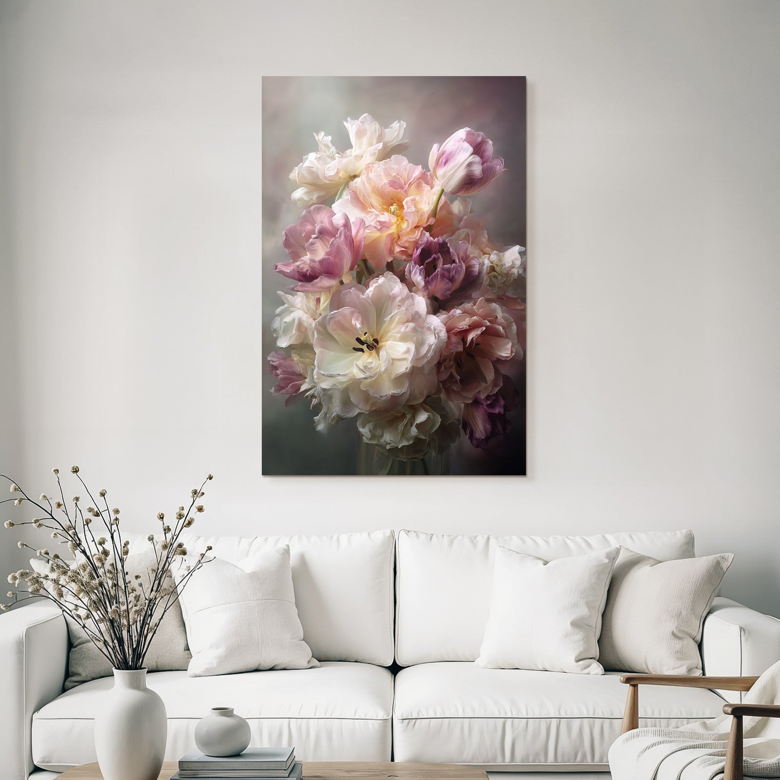 Blumiger Tulpenstrauss In Zarten Pastelltönen