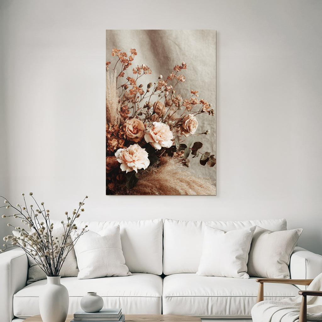 Trocken Retro Flowers Bouqüt Austrockneter Und Frischer Mit Peachfarbenen Rosen