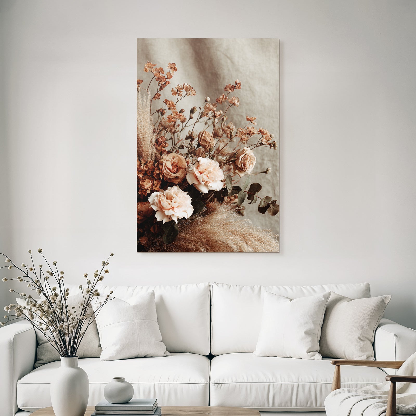 Trocken Retro Flowers Bouqüt Austrockneter Und Frischer Mit Peachfarbenen Rosen