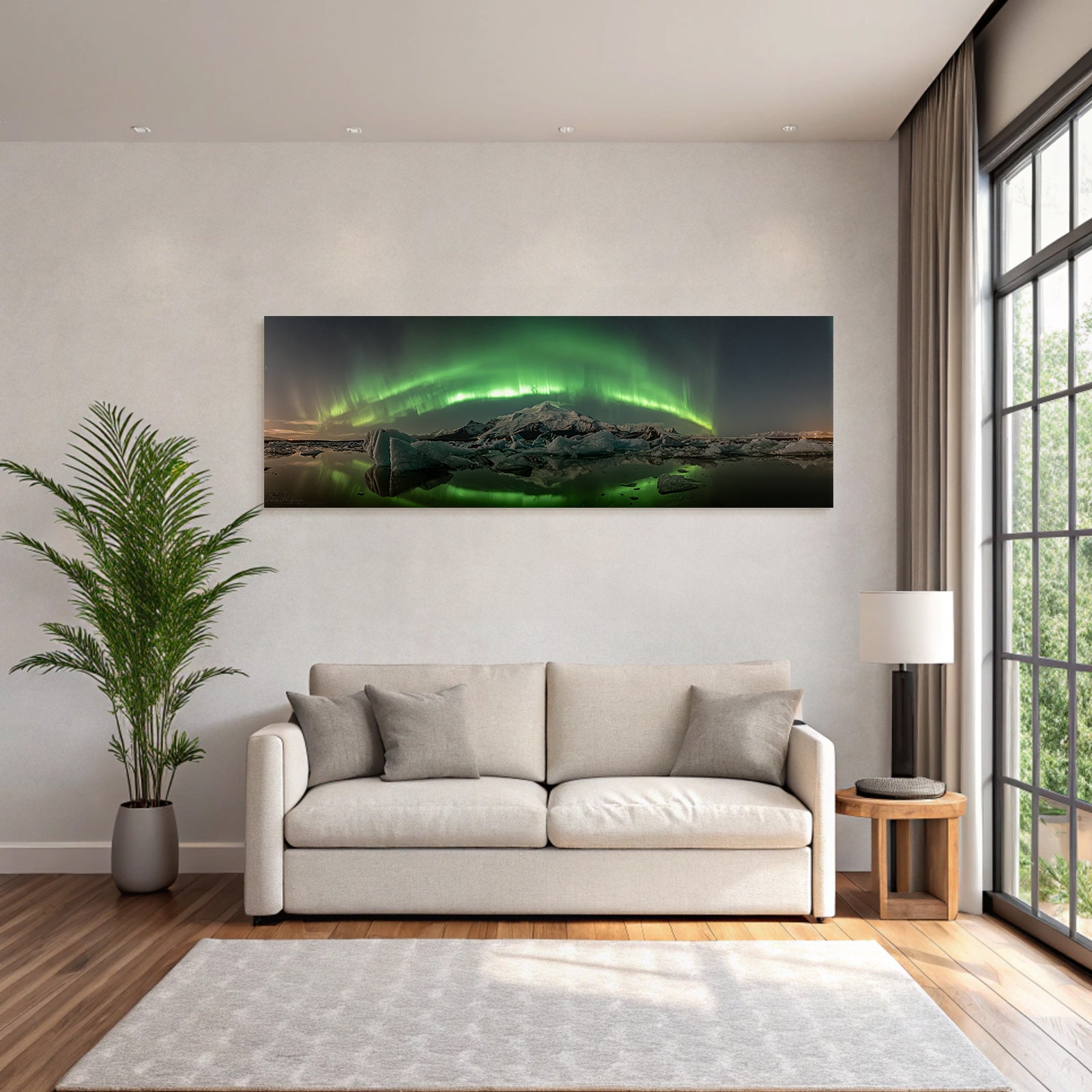 Polarlicht Aurora Borealis Icebergs Mountains Reflection Norwegen | Fjorde und Gletscher | Landschaften