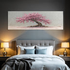 Schöner Baum Mit Rosa Blüten Auf Graüm Hintergrund