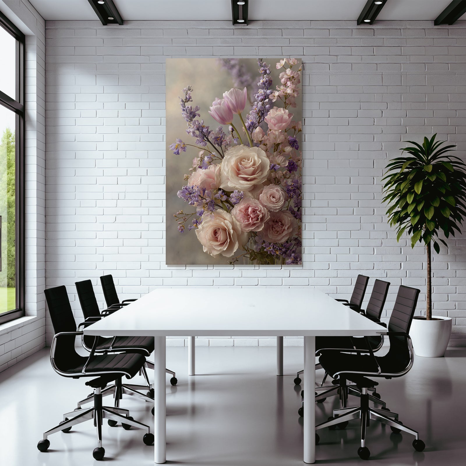 Pastell Stillleben Mit Rosen Und Tulpen Im Unschärfenhintergrund