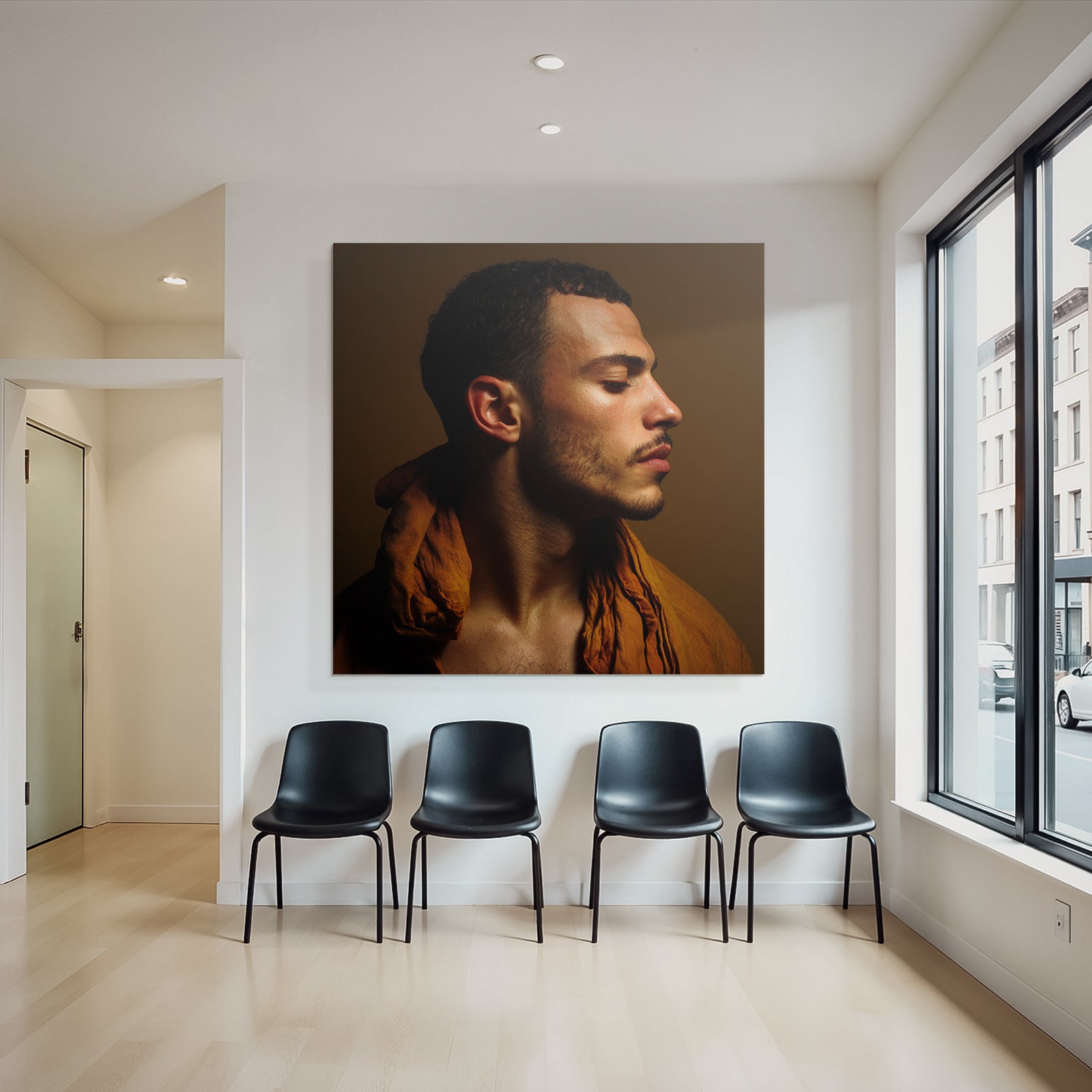 Portrait Eines Mannes Im Profil Mit Lockigem Haar Und Drapierter Garderobe | Aktkunst und Sinnlichkeit | Menschen und Emotionen