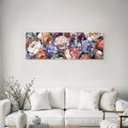 Illustration Mit Pfingstrosen Rosen Und Weiteren Blüten Vor Dunklem Hintergrund