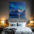 Polarlicht Vibrante Impressionistische Landschaft Nacht Himmel Auroren Reflexion Wasser | Fjorde und Gletscher | Landschaften