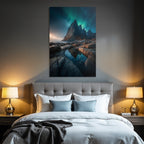 Polarlicht Dramatische Landschaft Mit Gebirgen Und Aurora | Fjorde und Gletscher | Landschaften