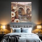 Trocken Retro Flowers Brücke Über Wasser Mit Und Folienteichen