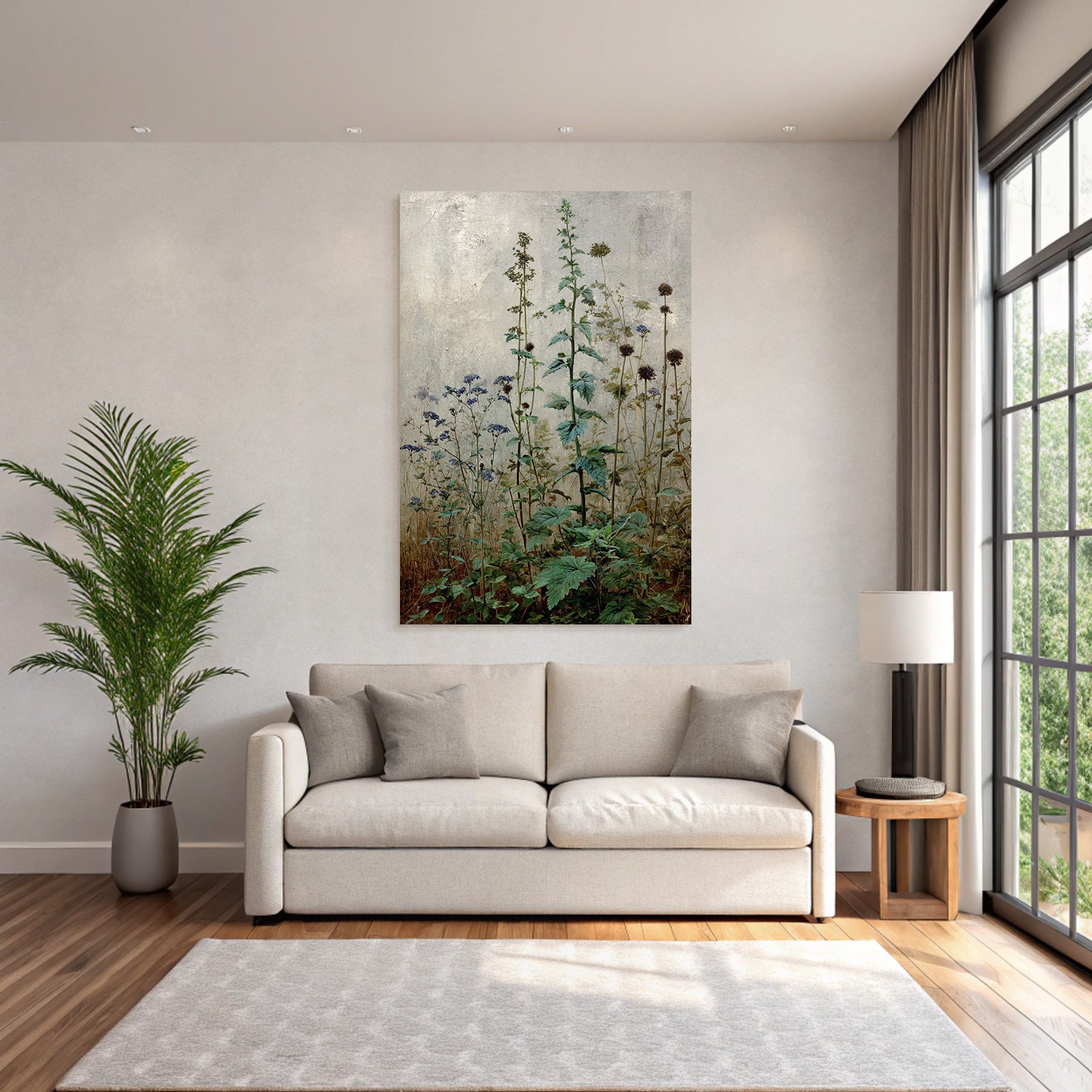 Botanische Studie Mit Und Pflanzen Vor Texturiertem Hintergrund