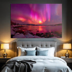 Polarlicht Aurora Borealis Nordlichter Nachtlandschaft Reflexion Wasser | Fjorde und Gletscher | Landschaften