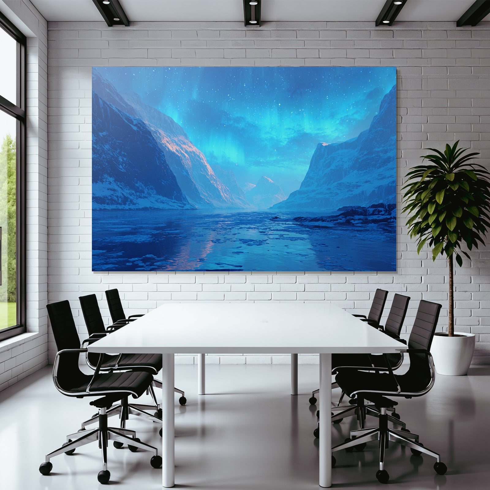Polarlicht Frozen Wilderness Nachtlandschaft Aurora Borealis Schneebedeckte Berge | Fjorde und Gletscher | Landschaften