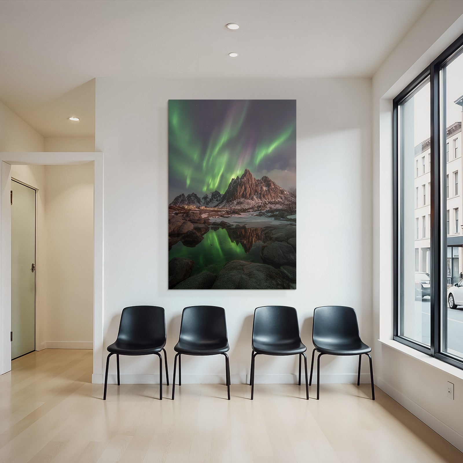 Polarlicht Nordlichter In Der Natur Mit Sternen Himmel Und Bergen | Fjorde und Gletscher | Landschaften