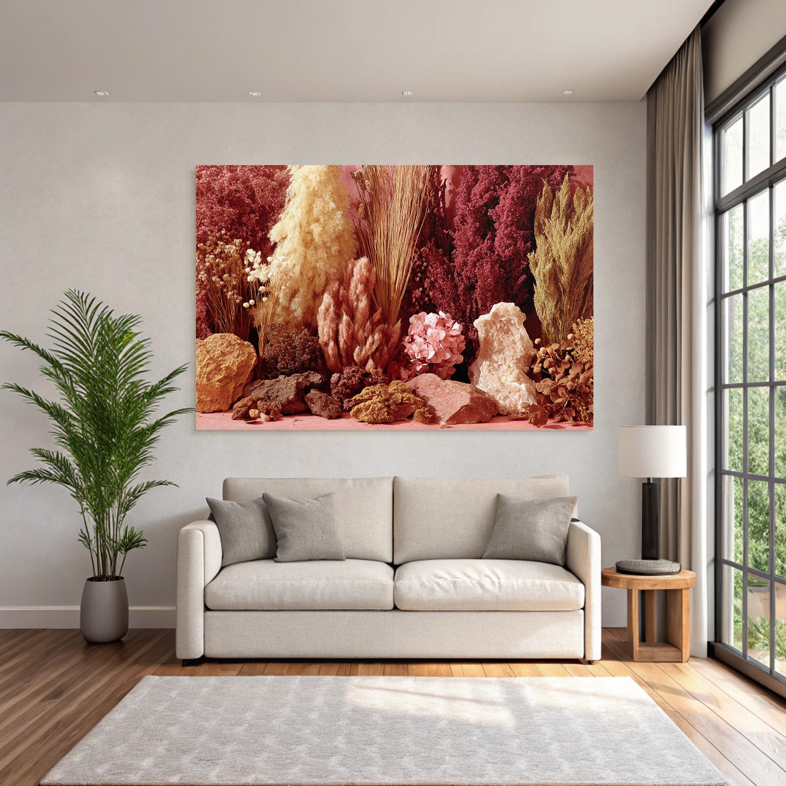 Trocken Retro Flowers Ästhetische Arrangement Getrocknete Blüten Naturmaterialien Folien Und Steine