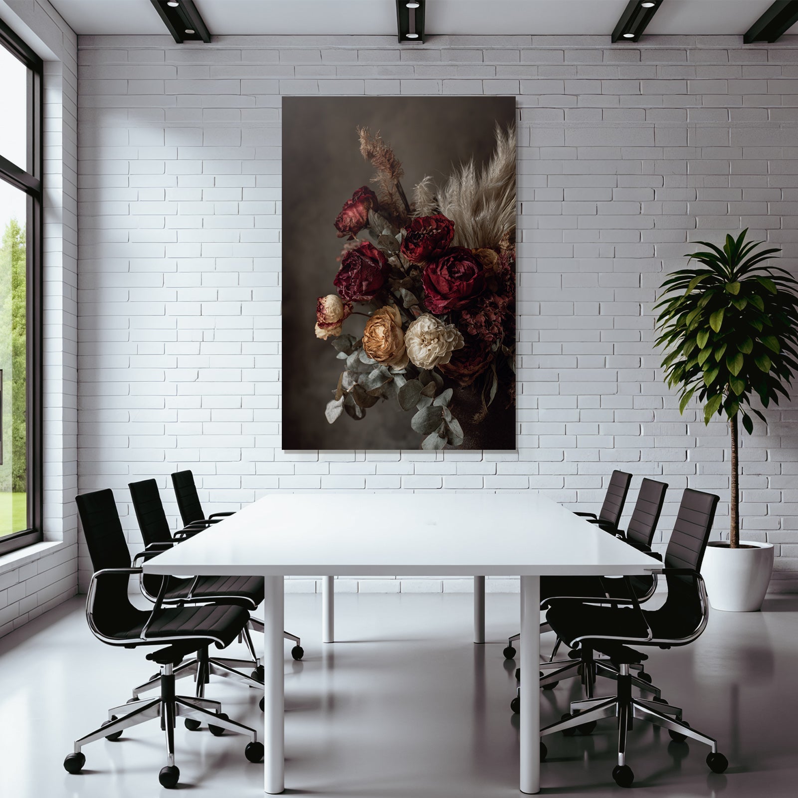 Trocken Retro Flowers Getrocknete Strauss Rot Gelb Eukalyptus Gras