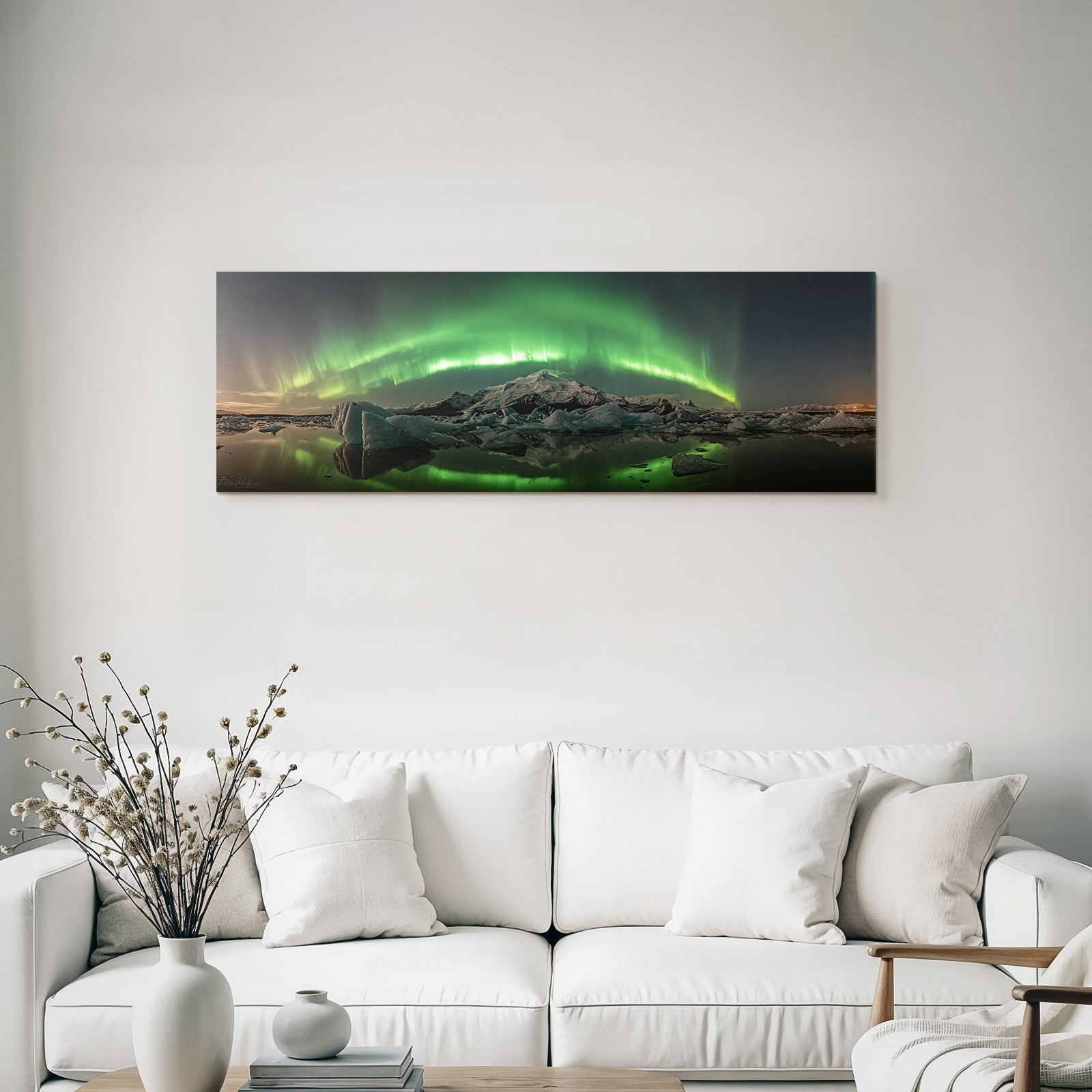 Polarlicht Aurora Borealis Icebergs Mountains Reflection Norwegen | Fjorde und Gletscher | Landschaften