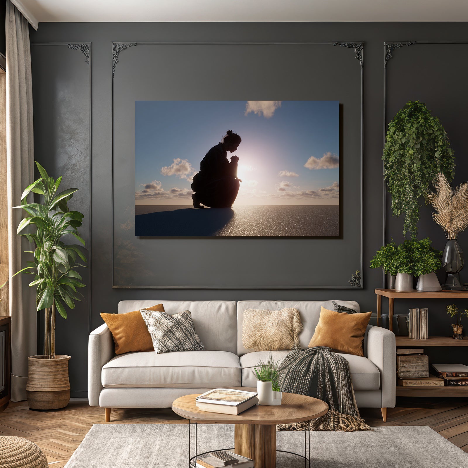 Yoga Meditation Kontemplative Person Mit Scenic Himmel Sonnenaufgang Oder Sonnenuntergang | Yoga und Meditation | Themen und Hobbys