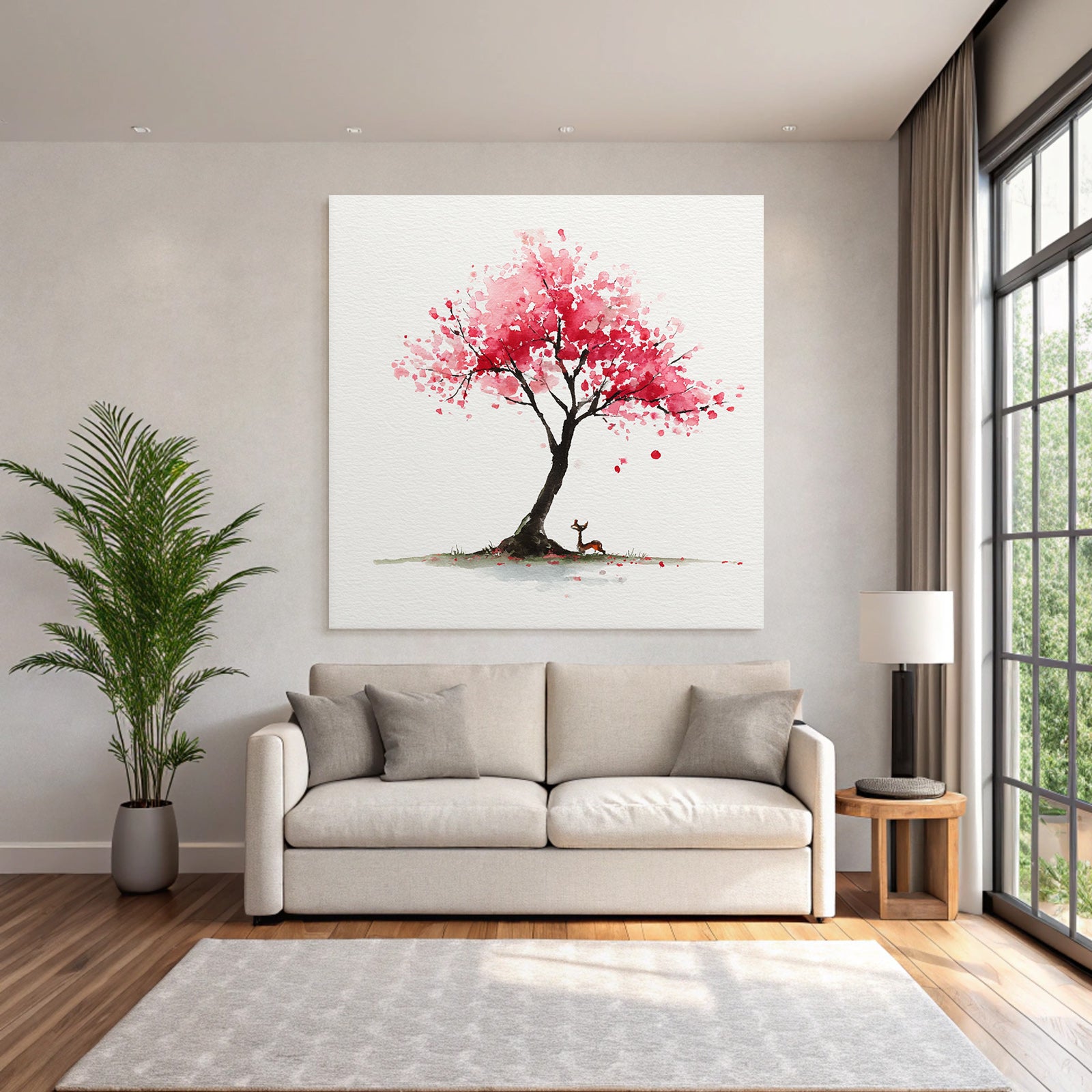 Reh Unter Dem Rosabluhenden Baum