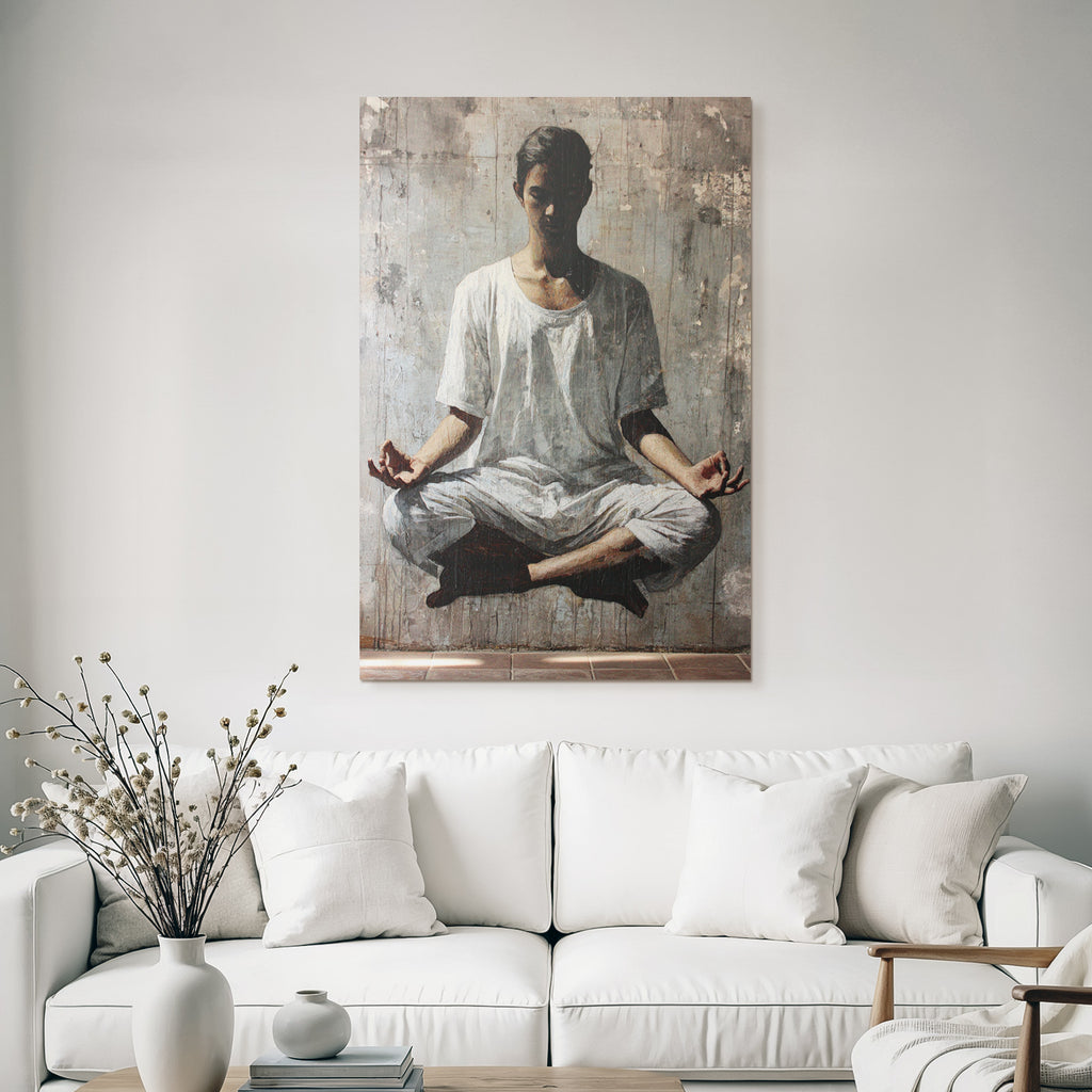 Yoga Meditation Meditierender Menschen In Weisser Kleidung Im Schwebenden Zustand | Yoga und Meditation | Themen und Hobbys
