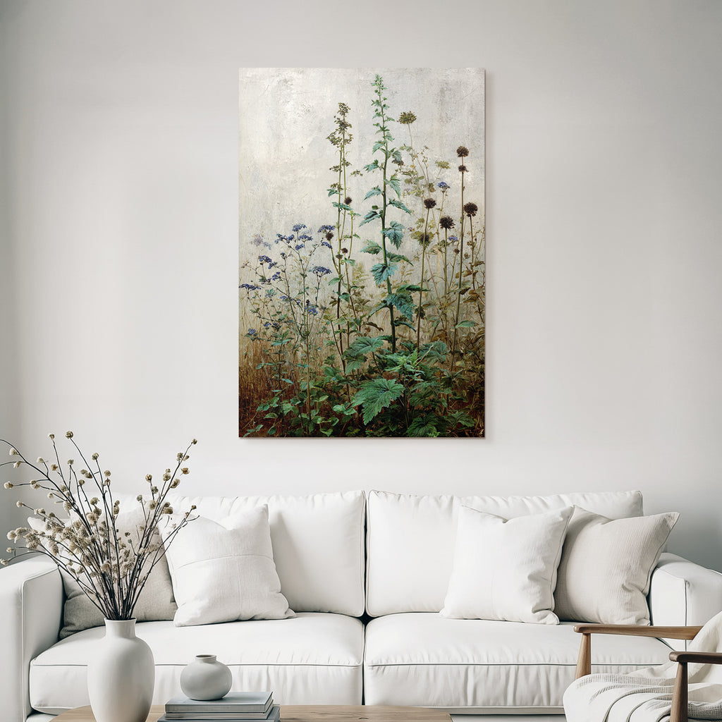 Botanische Studie Mit Und Pflanzen Vor Texturiertem Hintergrund