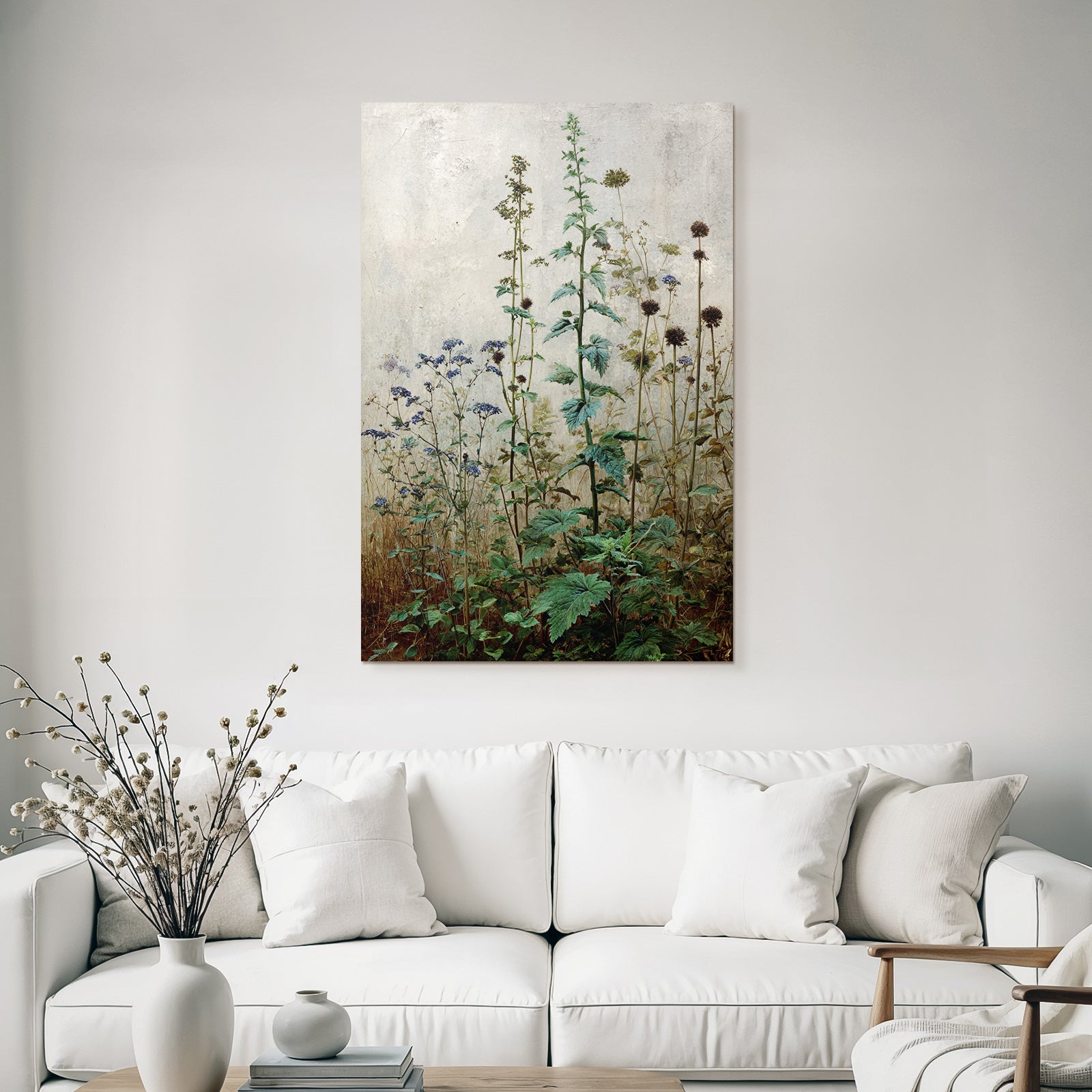 Botanische Studie Mit Und Pflanzen Vor Texturiertem Hintergrund