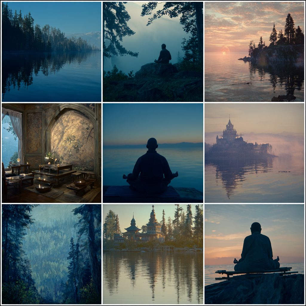 Yoga Meditation Ruhige Szenen Und Meditation In Der Natur Collage | Yoga und Meditation | Themen und Hobbys