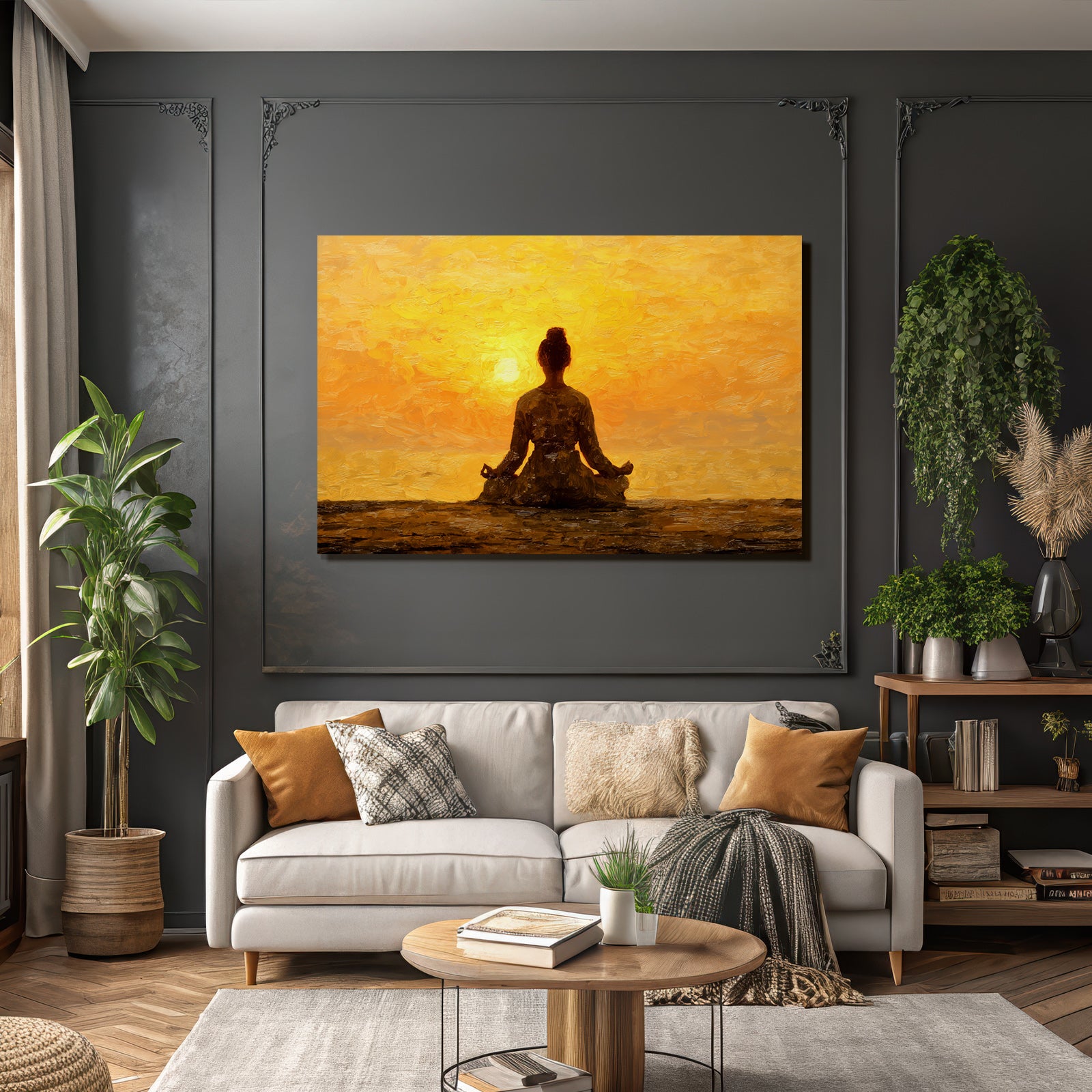 Yoga Meditation Meditierende Person Im Sonnenuntergang Hintergrund Ruhige Atmosphäre | Yoga und Meditation | Themen und Hobbys