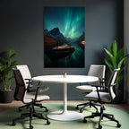 Polarlicht Nachtlandschaft Boote Aurora Sterne Reflexion | Fjorde und Gletscher | Landschaften